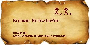 Kulman Krisztofer névjegykártya